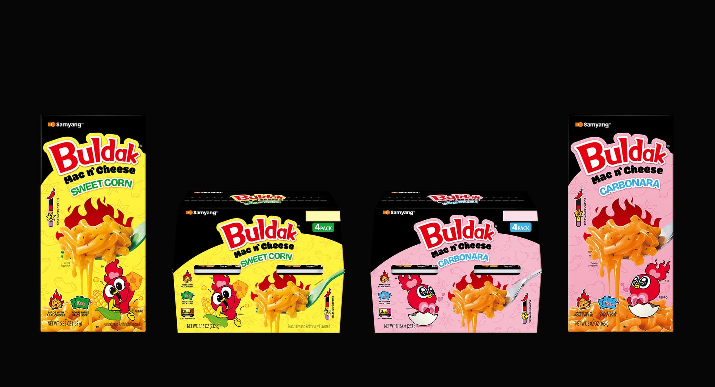 Buldak flavor extension — Mac n Cheese sweet corn and carbonara